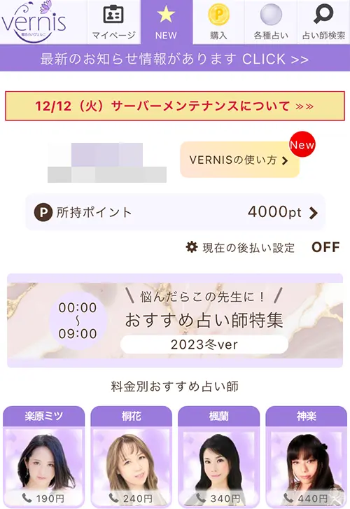 ヴェルニ無料電話占い（登録方法5）